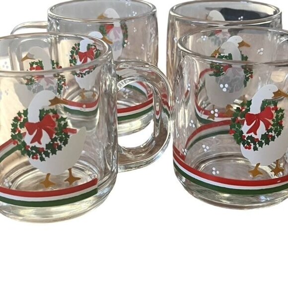 Vintage Libbey Christmas Goose Glasses Set of 4 - Picture 4 of 5